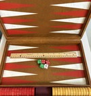 Vintage Bakelite Backgammon Set Complete Butterscotch   Red W  Folding Case