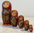 Vintage Hand Painted Russian Matryoshka 5 Piece Set 6 8    Nesting Dolls  Signed