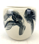 Vintage Japanese Hibachi Pottery Sumie Pine Tree Ceramic Planter Pot Vase Re0219