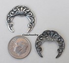  3407 Antiqued  925 Sterling Silver Plated Open Filigree Crescent - 2 Pcs