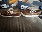 Sperry Boys Brown   White Nautical Boat Shoes Us 12 Lace Up Low Top Logo