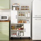 47  White Storage Cabinet 2 Doors 4 Open Shelves Bookcase Kitchen Pantry