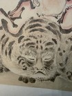 19th Century Japanese Watercolor Bukan Zenji Reclining On Tiger Painting