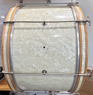 Rare Vintage 1940s Wfl Ludwig 26 X 14 Bass Drum   White Marine Pearl   8 Lug