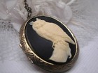 Horned Owl Barn Hoot  Cameo Photo Silver Box Necklace Locket Pill Box Keepsake