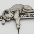 Jj Cat Catching Mouse Brooch Pin Signed Pewter Costume Jewelry Silver Tone Vtg