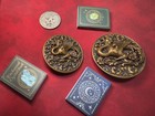 Huge 51mm Antique Victorian Brass Picture Button Set Dragon Wyvern Cockatrice
