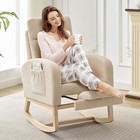 Glider Rocking Chair W adjustable Footrest  Teddy Fleece pu  Wood Leg Options