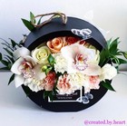 Round Shape Flower Gift Box  Black white pink   W962