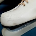Vtg Imperial Tempered Steel Ladies White Ice Skates Figure Skating 10x3 