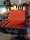 Tole Antique Letter document Box Victorian -metal Hidden Compartments -key