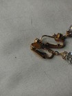 Vintage Gold Tone Ab Crystal Rhinestone Clip On Dangle Earrings Unsigned