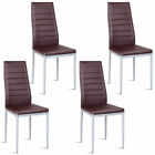 Set Of 4 Pvc Leather Dining Side Chairs Elegant Design Home Furniture Brown