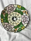 Vintage Tiffany Style Stained Shade Stained Glass Pink Rose 12 Inches
