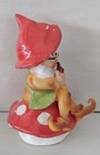 Vintage Gnome pixie elf Sitting On A Mushroom W pipe  4706 Lefton 