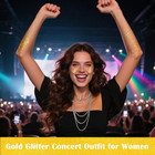 Gold Body Glitter yellow Face Glitter music Festival Accessories Outfits For Wom