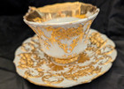 Antique Meissen Gold Gilt Acanthus Leaf Teacup Saucer Set First Choice German