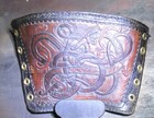 Mens Leather Wrist Cuff Hand Tooled Art Viking Medieval Renaissance Serpent