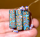 Antique Venetian Aqua Blue Square Millefiori Old Production Beads  African Trade