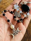 Hecate Dark Goddess Rosary Wicca Pagan Witch Opalite   Obsidian Stone Magick