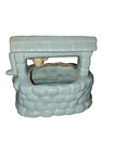 Vintage 50   s Retro Blue Ceramic Pixie Elf  Sitting On Well Planter Mcm Mid Cen