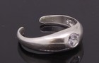 Silver Toe Ring Adjustable With Cubic Zirconia Stone
