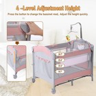 Jaoul 5-in-1 Convertible Baby Crib Bassinet  Portable Playpen Newborn  Pink     