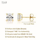 14k Real Solid Yellow Gold Princess-cut Solitaire Stud Earrings Pushback 3mm-8mm
