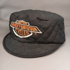 Vintage Harley Davidson Welders Cap Hat S m Black Quilted Usa Made Bar   Shield