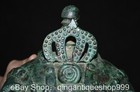 10  Old Chinese Bronze Ware Beast Pattern General Helmet Casque Statue