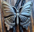 Small Silver Butterfly Rodeo Western Cowboy Bolo Tie Bolotie Necklace