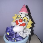 Vintage 1980 Wind-up Jack-in-the-box Clown In Drum Toy With Key