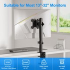 Single Monitor Stand For 13-27 Inch Monitors Adjustable Arm Desk Mount Black