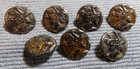 7 Vintage Antique Original Metal Picture Buttons Warrior With Bird On Helmet