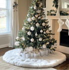 48 Inch Faux Fur Christmas Tree Skirt White Plush Skirt For Merry Christmas  New