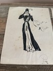 3 Unique Fashion Sketches Rare Vintage On New York Hotel Stationary Hand Drawn