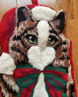 Vintage Needlepoint Tabby Cat Christmas Stocking Cute Kitty New With Tags
