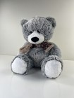 Hugfun Large Gray Teddy Bear Plush With Scarf Stuffed Animal Holiday Gift Toy
