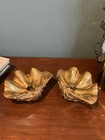Pair Of Vintage Mid-century Modern Gold Shell Candle Holders  7    Across