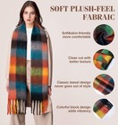 Womens Winter Oversized Chunky Plaid Blanket Scarf Thick Warm Shawl Wrap