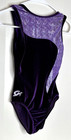 Gk Elite Cl Child Large Gymnastics Leotard Purple Velvet Velour   Foil