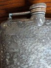 Vintage Empire Art Silver E j b Hammered Hip Flask Silverplate Art Deco 7 