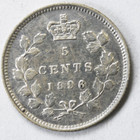 1896 Canada 5c Five Cents Silver Coin Half Dime Km  2 Au