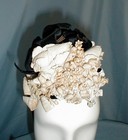 Charming Antique Hat Victorian 1880 Black Velvet And White Chiffon Floral Trim
