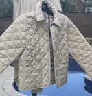 Burberry Diamond Quilted Pale Stone Barn Jacket Check Lining Sz 8y Free Ship
