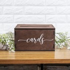 Rustic Dark Brown Wooden Wedding Card Box Removable Lid Gift Holder