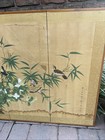 Vintage Japanese Byobu 4 Panel Folding Screen Flowers Birds  Read Description