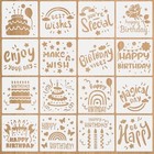 16 Pcs Happy Birthday Stencil For Cakes  5 9 X 5 9 Inches Reusable Happy 