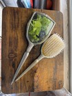 Vintage Silver Plated Handheld Mirror And Brush Vanity Set