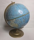 Vtg Cram s Enviro-sphere World Globe 12  Relief Metal Base Plastic Stand 1960s